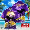 LSU TIGERS NCAA Hawaiian Shirt Coconut Tree Waves Beach Hawaii Shirt Custom Name For Fans