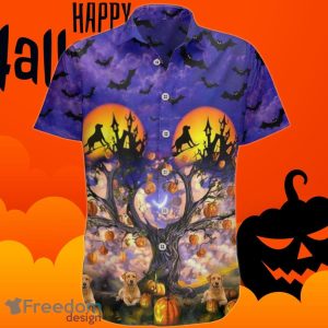 Labrador Retrievers Hawaiian Shirt Bat Pumpkin Tree Halloween Graphic Tee Clothing