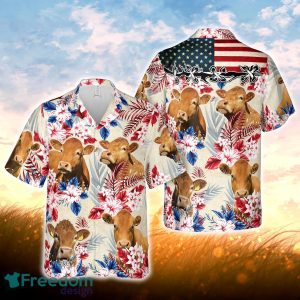 Limousin Pattern US FLAG Hawaiian Shirt For Men Women