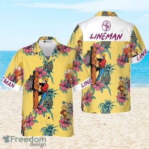 Lineman Pineapple Seamless Pattern Hawaiian Shirt Best Gift For Men And Women