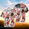 Longhorn Cattle American Flag Hawaiian Flowers All Over Printed 3D Hawaiian Shirt For Men Women