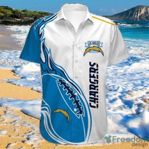 Los Angeles Chargers Hawaiian Shirt Fireball Button Short Sleeve