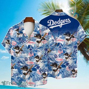 Los Angeles Dodgers Major League Baseball Mascot And Hibiscus Pattern 3D Hawaiian Shirt