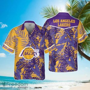 Los Angeles Lakers Leaves Tropical Pattern Print Hawaiian Shirt