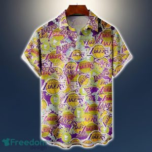 Los Angeles Lakers Logo All Printed 3D Hawaiian Shirt For Fans NBA Hawaiian Shirt