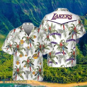 Los Angeles Lakers Tropical And Basketball Champions Pattern Print Hawaiian Shirt