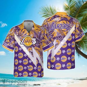 Los Angeles Lakers Tropical And Basketball Pattern Print Hawaiian Shirt