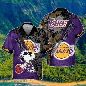 Los Angeles Lakers Yellow Hibiscus Flower Pattern Print Hawaiian Shirt