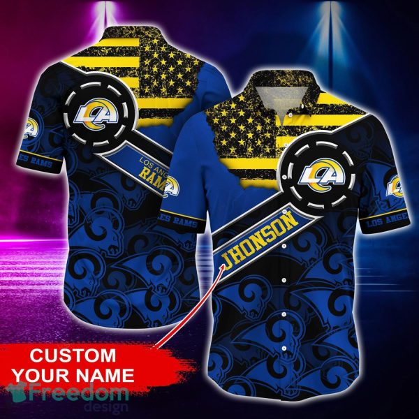 Los Angeles Rams Personalized Button Shirt NFL Hawaiian Shirt Custom Name