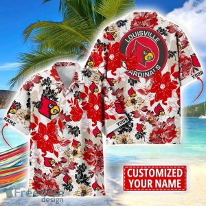 Louisville Cardinals Aloha 3D Hawaiian Shirt Flower Sport Team Beach Shirt Custom Name