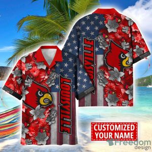 Louisville Cardinals Custom name USA Flag 4th July Independence Day Hawaiian Shirt