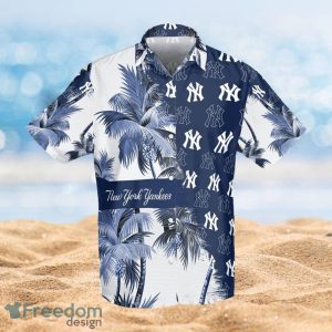 MLB New York Yankees Logo Design Coconut Tree Hawaiian 3D Shirt