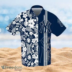 MLB New York Yankees Logo Design Flower Tropical Hawaiian 3D Shirt