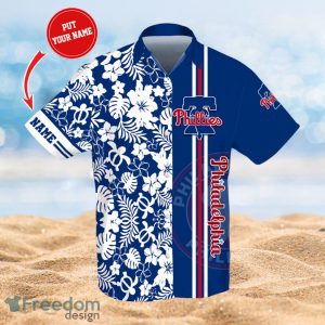 MLB Philadelphia Phillies Logo Design Flower Tropical Gifts For Fans Custom Name Shirt Hawaiian Shirt