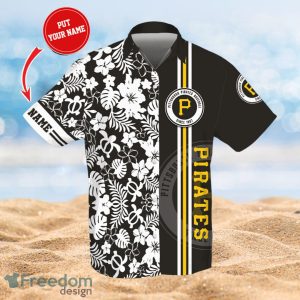 MLB Pittsburgh Pirates Logo Design Flower Tropical Gifts For Fans Custom Name Shirt Hawaiian Shirt