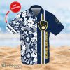 MLBMilwaukee Brewers Logo Design Flower Tropical Gifts For Fans Custom Name Shirt Hawaiian Shirt