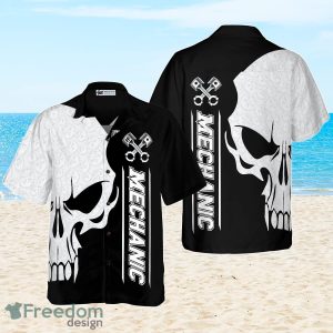 Mechanic Proud Skull Black White Hawaiian Shirt Best Gift For Men And Women