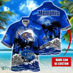 Memphis Tigers NCAA Hawaiian Shirt Coconut Tree Waves Beach Hawaii Shirt Custom Name For Fans