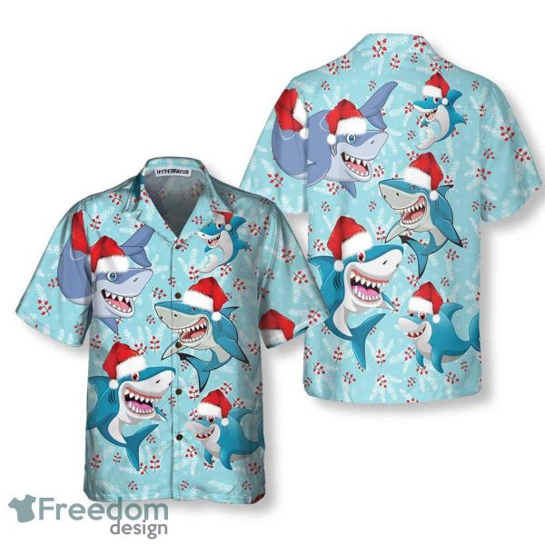 Merry Christmas Shark Santa Hat Christmas Hawaiian Shirt Best Gift For Men And Women