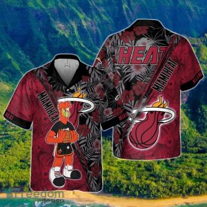 Miami Heat Red Hibiscus Flower Pattern Print Hawaiian Shirt