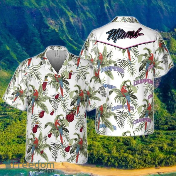 Miami Heat Tropical And Basketball Champions Pattern Print Hawaiian Shirt