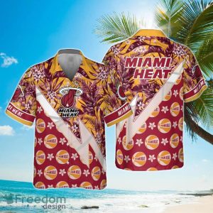 Miami Heat Tropical And Basketball Pattern Print Hawaiian Shirt