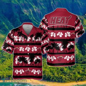 Miami Heat White Hibiscus Flower On Red Background Print Hawaiian Shirt