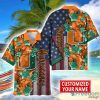 Miami Hurricanes Custom name USA Flag 4th July Independence Day Hawaiian Shirt