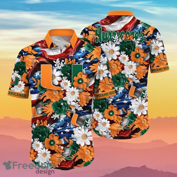 Miami Hurricanes NCAA1 Hawaiian Shirt 4th Of July Independence Day Special Gift For Men And Women Fans