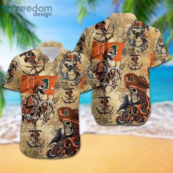 Miami Hurricanes Pirates Fans Pirates Skull Hawaiian Shirt