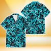 Miami Marlins Blue Hibiscus Blue Coconut Tree Black Background 3D Hawaiian Shirt Gift For Fans