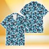 Miami Marlins Blue Line White Hibiscus Black Background 3D Hawaiian Shirt Gift For Fans