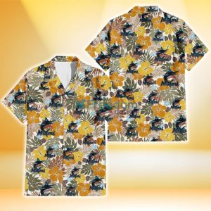 Miami Marlins Brown Yellow Hibiscus White Background 3D Hawaiian Shirt Gift For Fans
