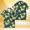 Miami Marlins Hibiscus Green Palm Leaf Black Background 3D Hawaiian Shirt Gift For Fans