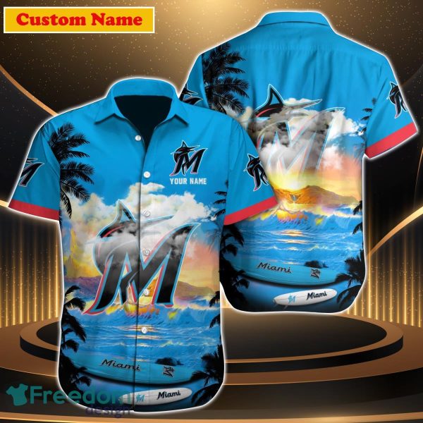 Miami Marlins MLB Custom Name Hawaiian Shirt Great Gift For Men Women Fans
