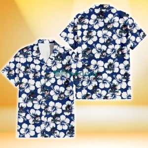 Miami Marlins Modern White Hibiscus Navy Background 3D Hawaiian Shirt Gift For Fans