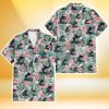 Miami Marlins Pink Hibiscus Porcelain Flower Tropical Leaf White Background 3D Hawaiian Shirt Gift For Fans