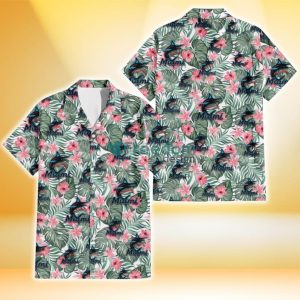 Miami Marlins Pink Hibiscus Porcelain Flower Tropical Leaf White Background 3D Hawaiian Shirt Gift For Fans