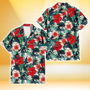 Miami Marlins Red Coral Hibiscus White Porcelain Flower Banana Leaf 3D Hawaiian Shirt Gift For Fans