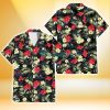 Miami Marlins Red Hibiscus Yellow Porcelain Flower Black Background 3D Hawaiian Shirt Gift For Fans
