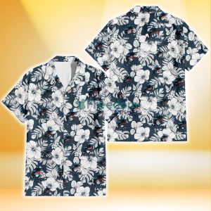 Miami Marlins Sketch Hibiscus Leaf Dark Gray Background 3D Hawaiian Shirt Gift For Fans