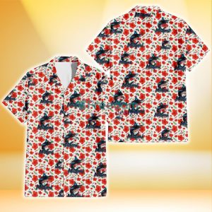 Miami Marlins Tiny Red Hibiscus Green Leaf White Cube Background 3D Hawaiian Shirt Gift For Fans