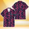 Miami Marlins Violet Red Blue Leaf Black Background 3D Hawaiian Shirt Gift For Fans