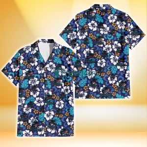 Miami Marlins White Hibiscus Ceramic Style Navy Background 3D Hawaiian Shirt Gift For Fans