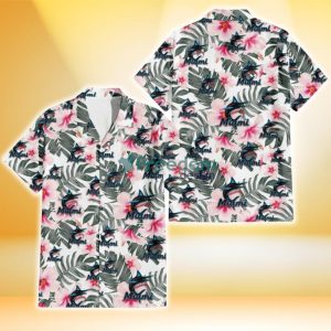 Miami Marlins White Hibiscus Green Leaf White Background 3D Hawaiian Shirt Gift For Fans