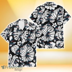 Miami Marlins White Hibiscus Porcelain Flower Palm Leaf Black 3D Hawaiian Shirt Gift For Fans