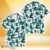 Miami Marlins White Hibiscus Turquoise Stripe Background 3D Hawaiian Shirt Gift For Fans