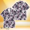 Miami Marlins White Hibiscus Violet Leaves Light Grey Background 3D Hawaiian Shirt Gift For Fans