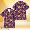 Miami Marlins Yellow And Orange Hibiscus Purple Background 3D Hawaiian Shirt Gift For Fans