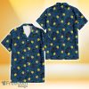 Miami Marlins Yellow Hibiscus Cadet Blue Leaf Navy Background 3D Hawaiian Shirt Gift For Fans